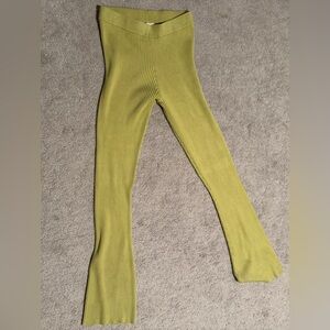Pink Rose lime green high-waist knit pants